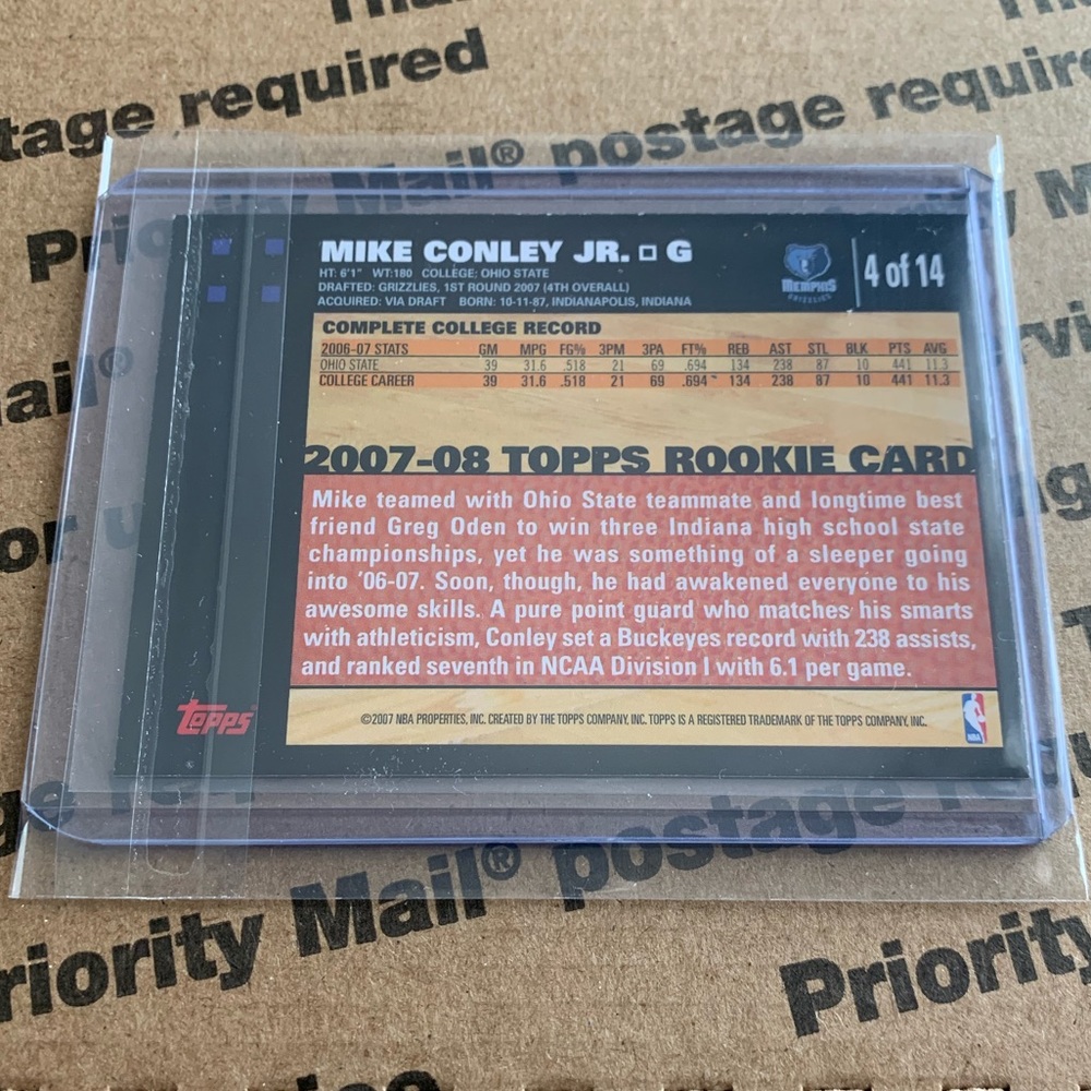 Mike Conley Jr. ‘07 Topps Rookie Card - Picture 4 of 6